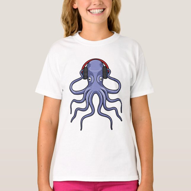 Camiseta Polvo em Música com Fone de Ouvido (Frente)