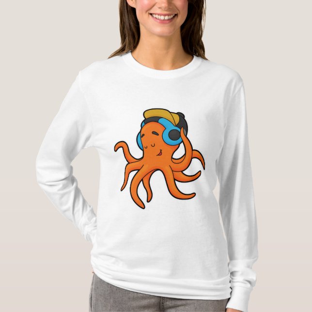 Camiseta Polvo em Música com Fone de Ouvido (Frente)