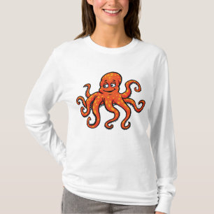 Camiseta Polvo Laranja Desenho Animado Oceano Criatura Mari