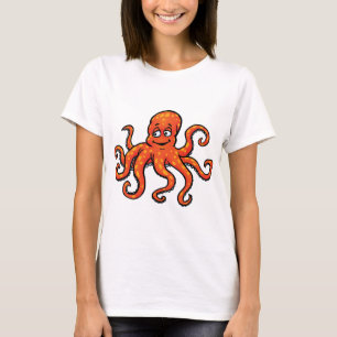 Camiseta Polvo Laranja Desenho Animado Oceano Criatura Mari
