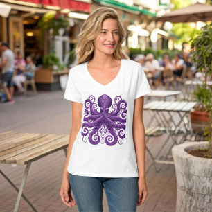 Camiseta Polvo Roxo Vitoriano Steampunk Kraken 