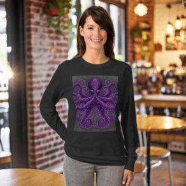 Camiseta Polvo Roxo Vitoriano Steampunk Kraken 