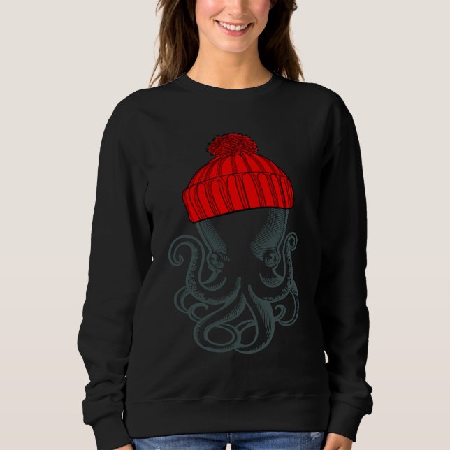Camiseta Polvo Usando um Chapéu de Meia de Gorro Gráfico (Frente)