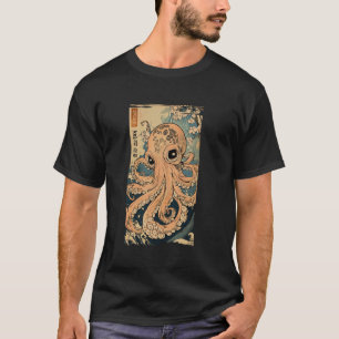 Camiseta Polvo Vintage Ukiyo-e Japonês Retrô Flor Oceano