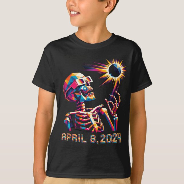 Camiseta Poly Total Eclipse 8 de abril de 2024 Esqueleto (Frente)