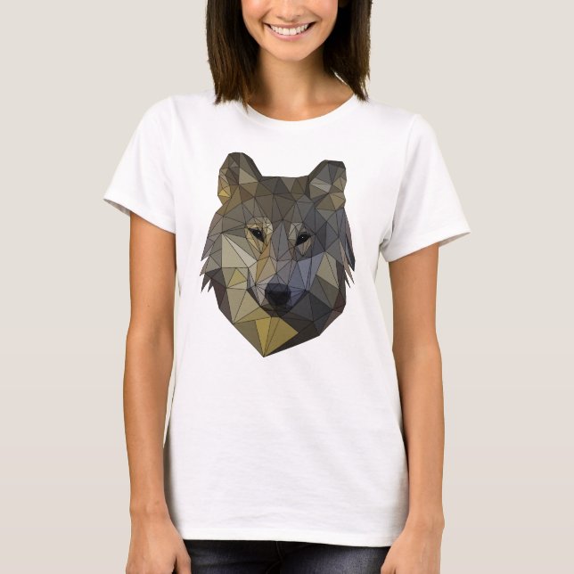 Camiseta Polygon Wolf dreieckige Mosaik Formen Polyart (Frente)