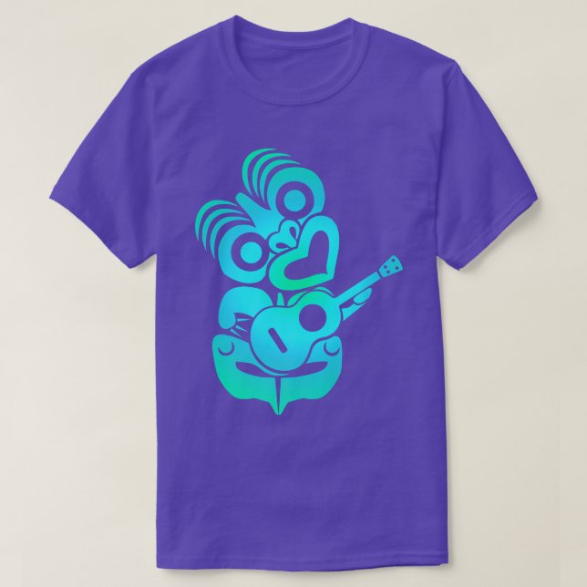 Camiseta Polynesia Maori Hei Tiki Ukulele Music Nova Zelând (Frente do Design)