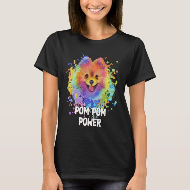 Camiseta Pom Pom Power  Pomeranian Humor Toy Breed Animal P (Frente)