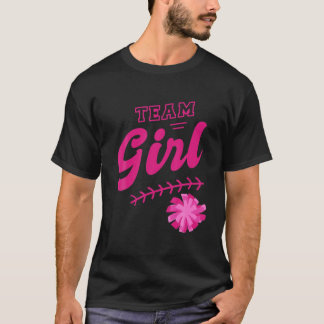 Camiseta Pom Poms Team Rapariga Sexo de Bebê Festa de Reven