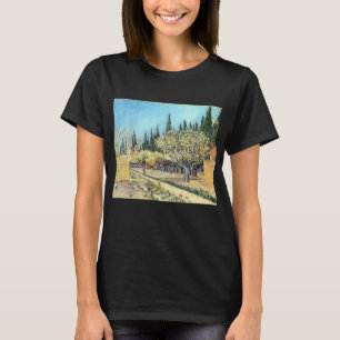 Camiseta Pomar em Flor, Ladeado por Ciprestes de Van Gogh