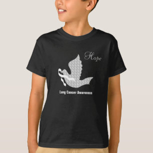 Camiseta Pomba da fita branca da esperança - câncer