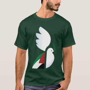Camiseta pomba da paz com a bandeira palestiniana