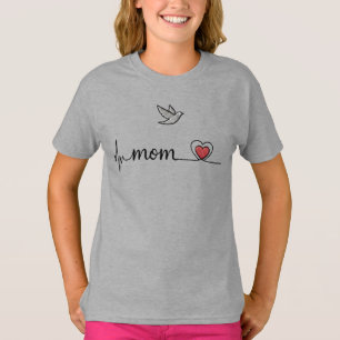 Camiseta Pomba da Paz Elegante Coração de Mãe Batendo - Rou