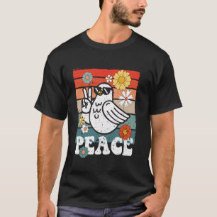 Camiseta Pomba da Paz Vintage Sinal de Paz Hippie Groovy