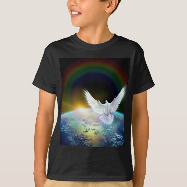 Camiseta Pomba do Espírito Santo da paz sobre a terra com (Frente)