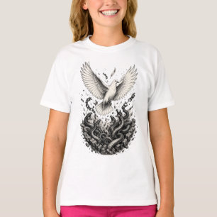 Camiseta Pomba Escapando da Cova de Cobras Preto e Branco T