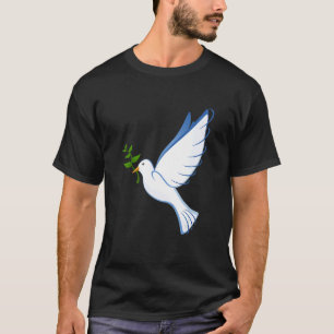 Camiseta Pomba Paz Voadora Símbolo do Ramo de Oliveira Asas