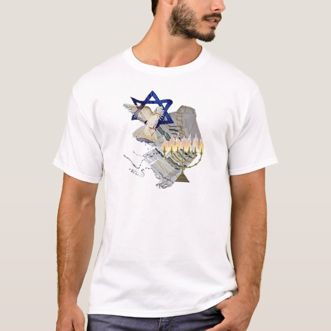 Camiseta Pomba, Tallit & Menorah B (Frente)