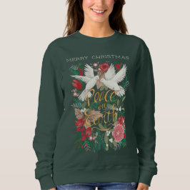 Camiseta Pombas paz na terra floral verde