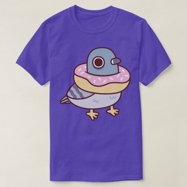 Camiseta Pombo Bonito Com Colar De Rosquinha Engraçado (Frente do Design)