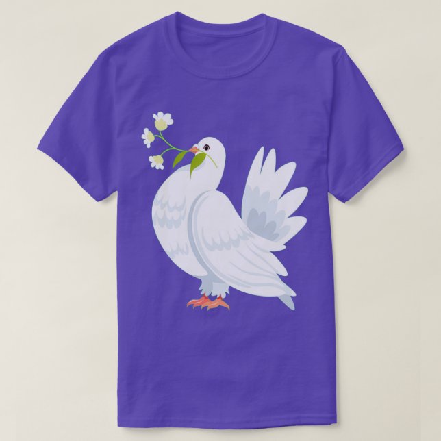 Camiseta pombo carregando flores do bife no bife 2 (Frente do Design)