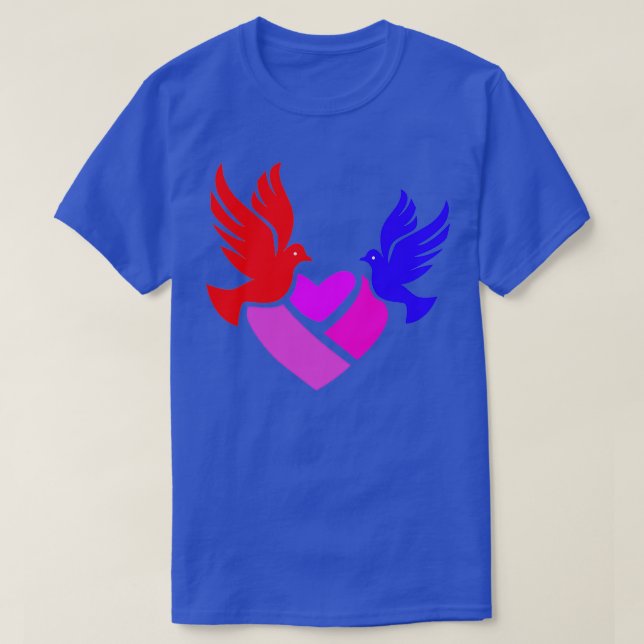 Camiseta pombo-coração 2 (Frente do Design)