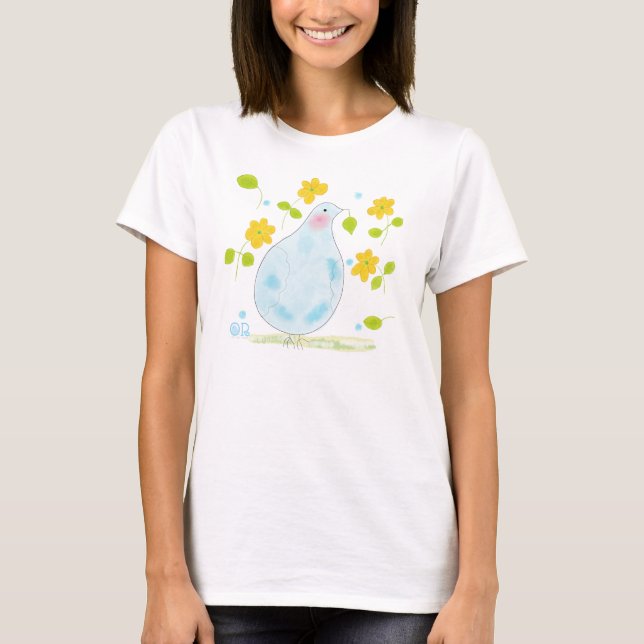 Camiseta Pombo da Paz com flores amarelas (Frente)