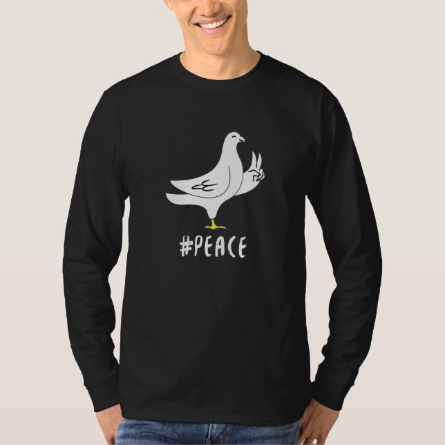 Camiseta Pombo Dá Símbolo de Paz com a Mão (Frente)
