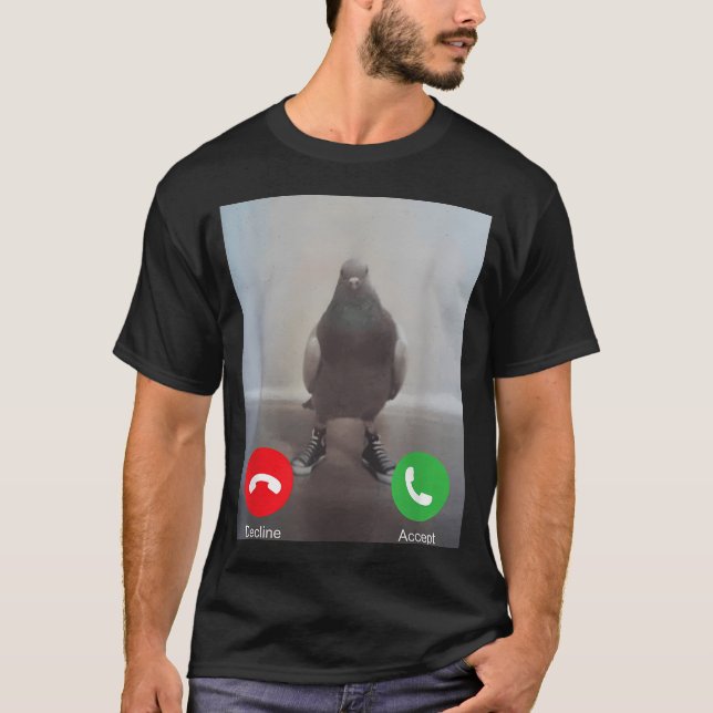 Camiseta Pombo Engraçado Chamando Meme Bobo Rotação Cerebra (Frente)