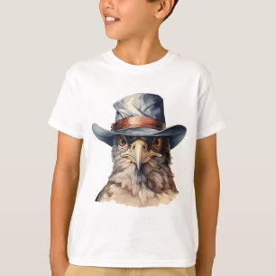 Camiseta Pombo engraçado vestindo um chapéu de cowboy, aqua
