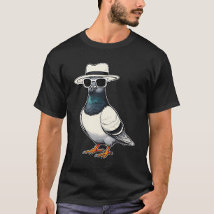 Camiseta Pombo legal em óculos escuros e carrinho de pássar