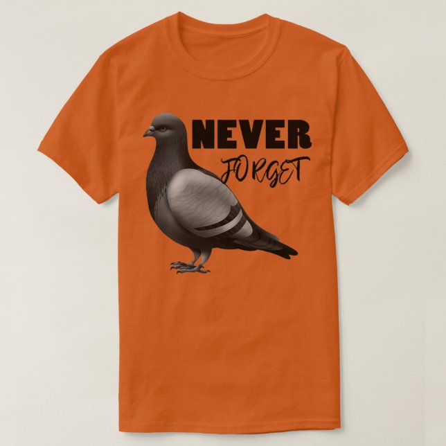 Camiseta pombo-passageiro Nunca se esqueça dos Ts 6 (Frente do Design)