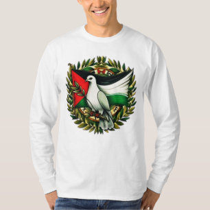 Camiseta Pombo Segura Folha de azeitona Bandeira da Palesti