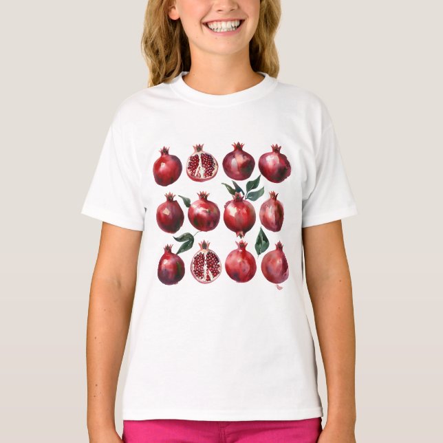 Camiseta Pomegranate Watercolor Art (Frente)