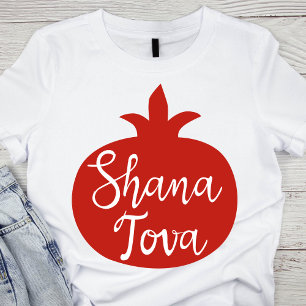 Camiseta Pomegranato vermelho festivo Shana Tova