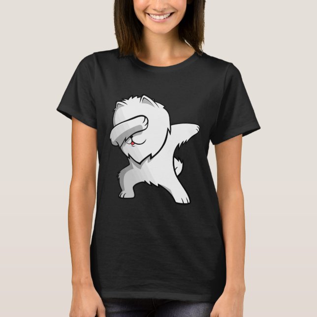 Camiseta Pomerânia Branca de Dabbing (Frente)