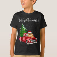 Pomerânia Caminhão Vermelho Feliz Cão de Natal Lo