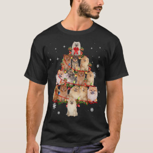 Camiseta Pomerânia Cão Árvore de Natal Ilumina Cão Engraçad