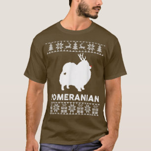 Camiseta Pomerânia Cão Lover Xmas Reindeer Ugly Christmas