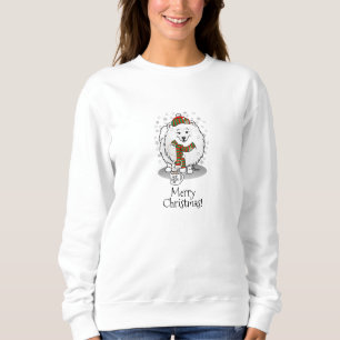 Camiseta Pomerânia de Natal de inverno (branca) Neve Cão