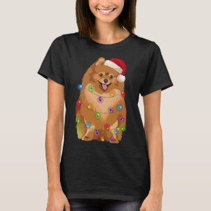 Camiseta Pomerânia de Natal Luz Xmas Pom Dog Lover