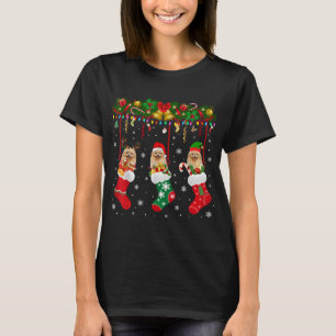 Camiseta Pomerânia em Papais noeis de Reindeer de Sock Xmas