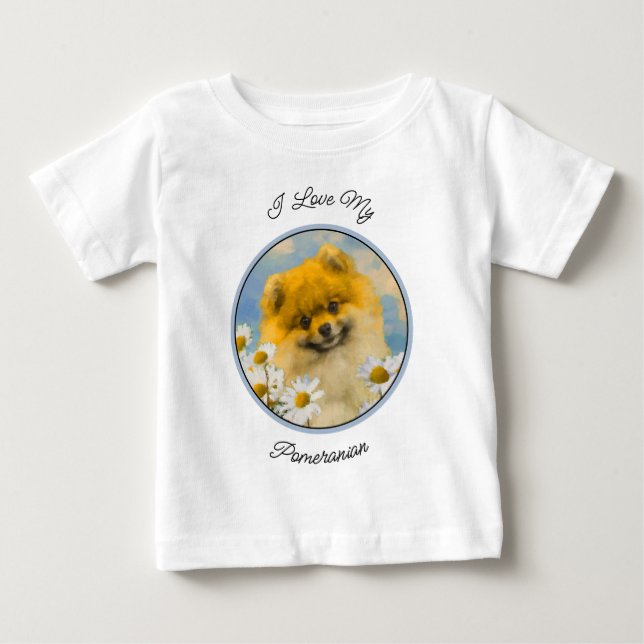 Camiseta Pomerânia em Pintura de Dísias - Arte de Cachorro  (Frente)