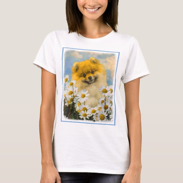 Camiseta Pomerânia em Pintura de Dísias - Arte de Cachorro  (Frente)