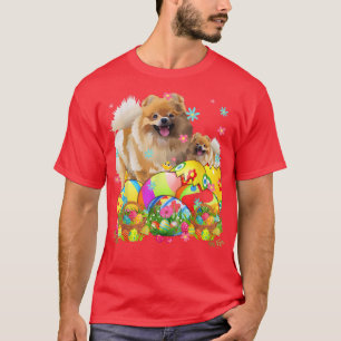 Camiseta Pomerânia no dia do felz pascoa com ovos de Páscoa