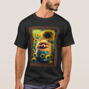 Camiseta Pomerânia Pintura Flor de Girassol Mãe Mulheres Fl