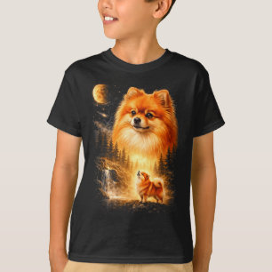 Camiseta Pomerânia uivando para a lua vintage místico faça