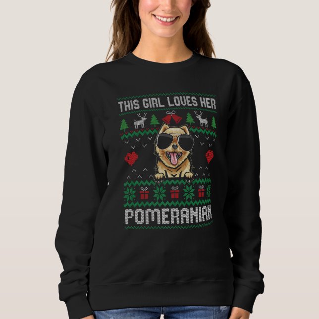 Camiseta Pomeranian Girl Cool Ugly Christmas for Dog Mom Pr (Frente)