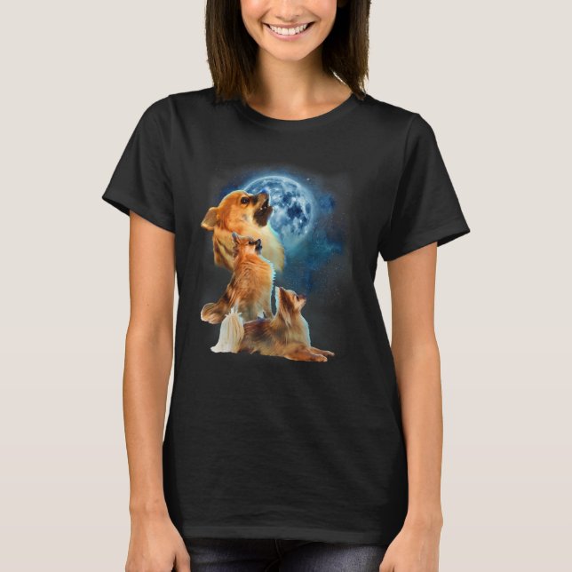 Camiseta Pomeranian   Pomeranian Howling at the Moon (Frente)