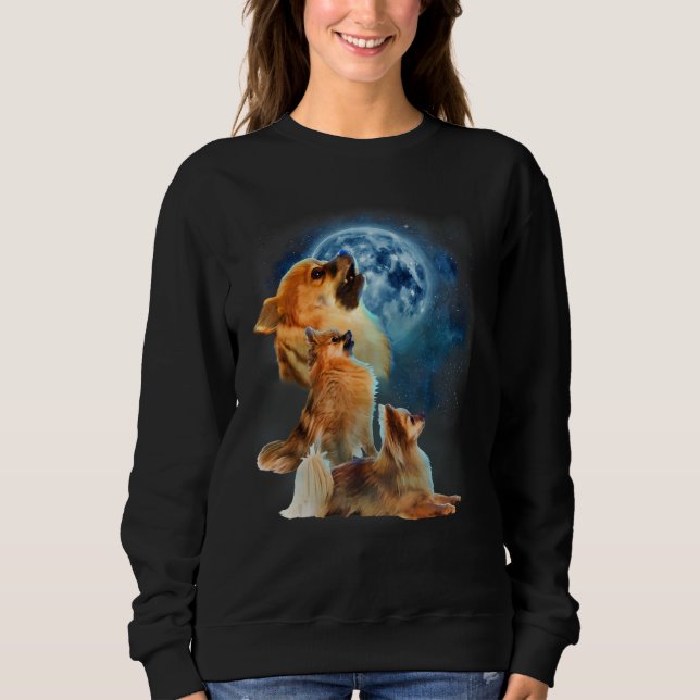 Camiseta Pomeranian   Pomeranian Howling at the Moon (Frente)